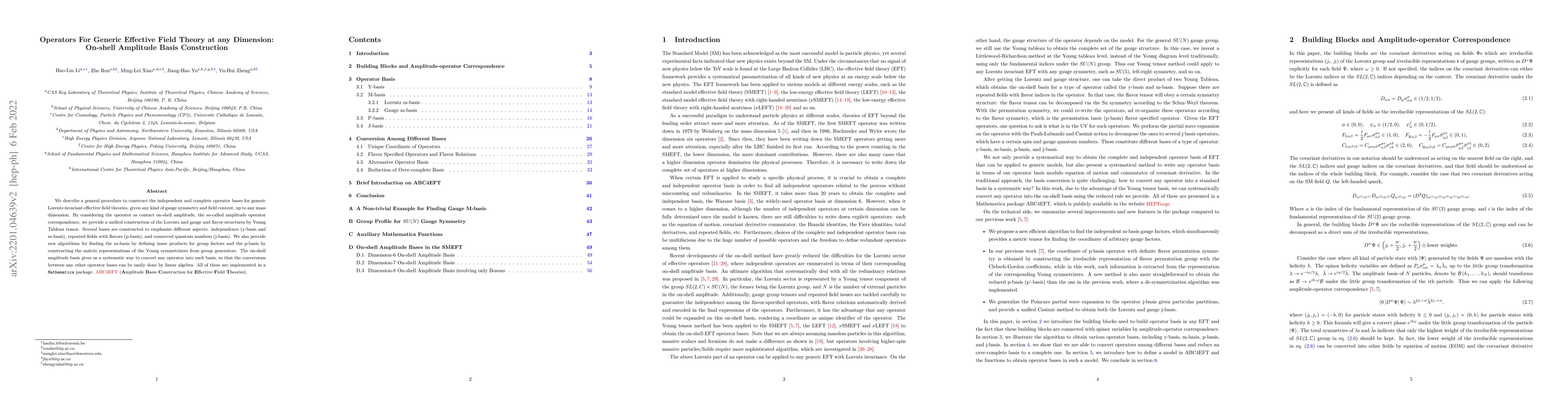 Thumbnail for Operators For Generic Effective Field Theory at any Dimension: On-shell
  Amplitude Basis Construction