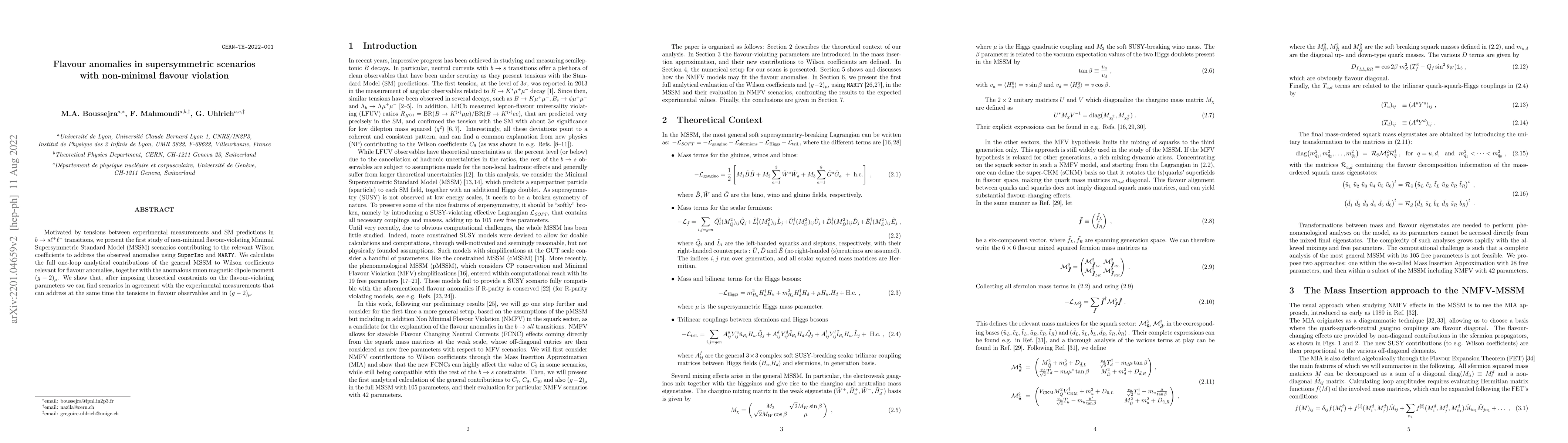 Thumbnail for Flavour anomalies in supersymmetric scenarios with non-minimal flavour
  violation