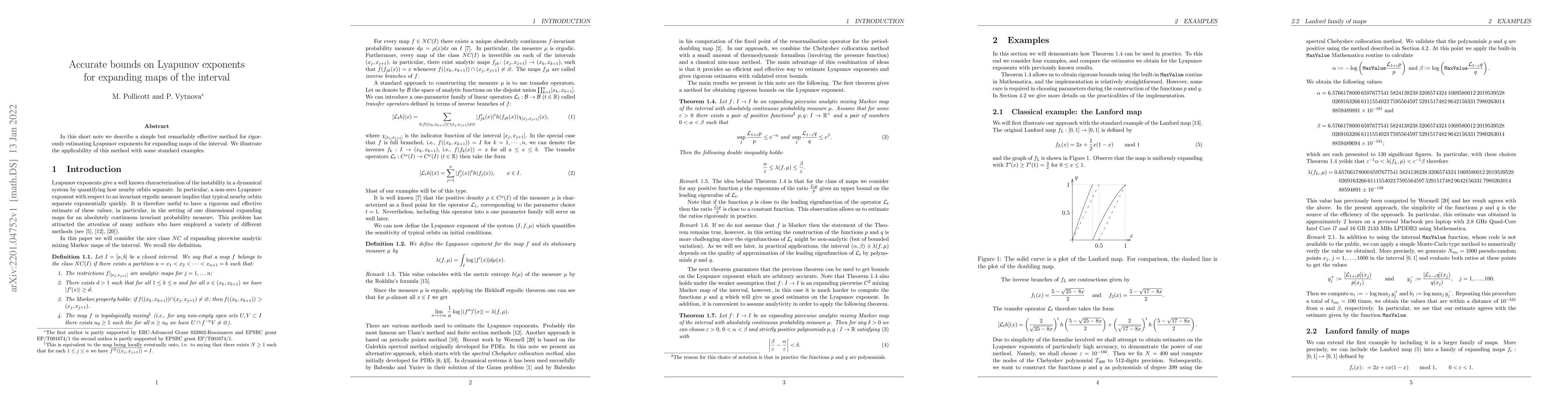 Thumbnail for Accurate bounds on Lyapunov exponents for expanding maps of the interval