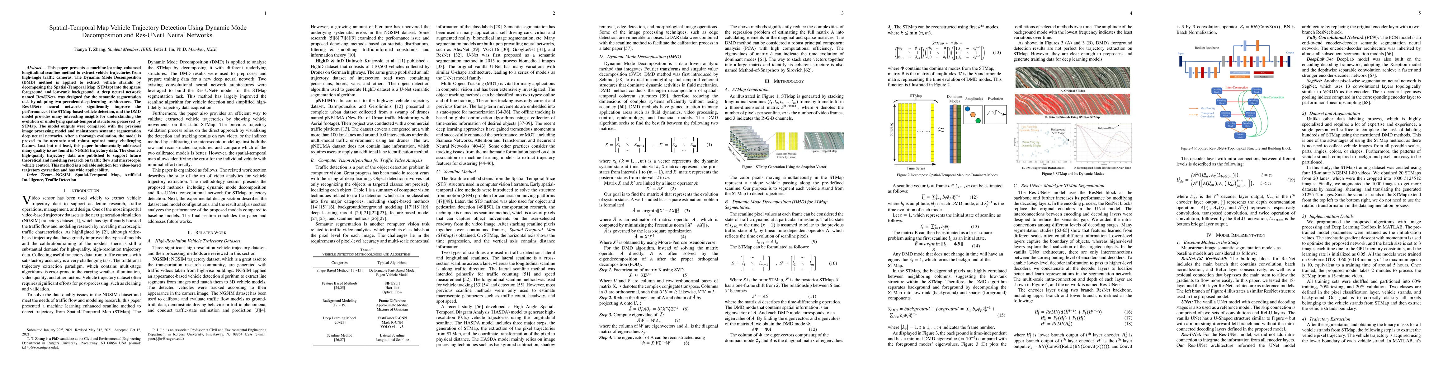 Thumbnail for Spatial-Temporal Map Vehicle Trajectory Detection Using Dynamic Mode
  Decomposition and Res-UNet+ Neural Networks