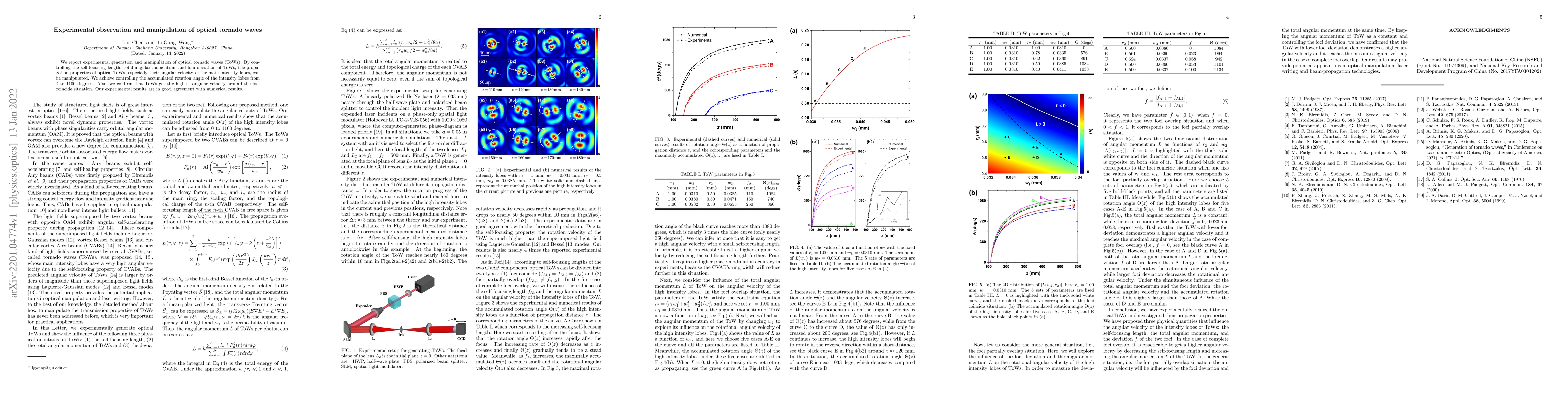 Thumbnail for Experimental observation and manipulation of optical tornado waves