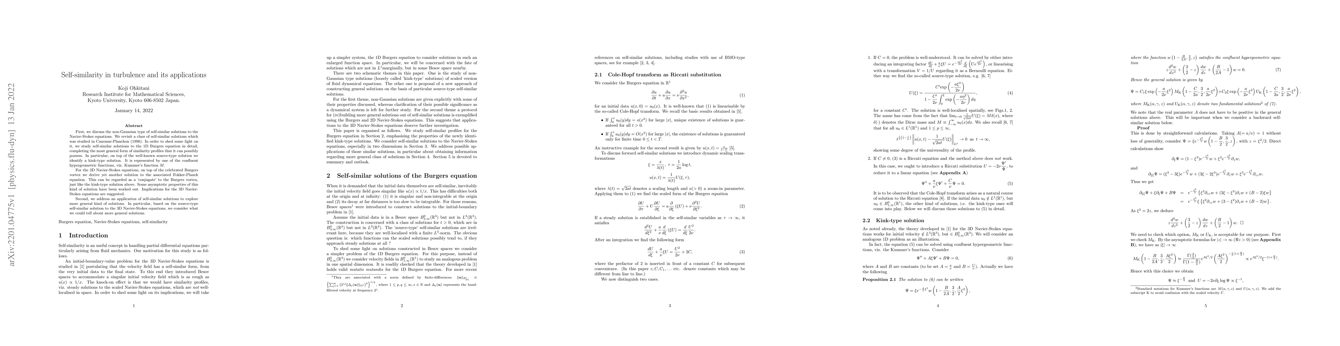 Thumbnail for Self-similarity in turbulence and its applications