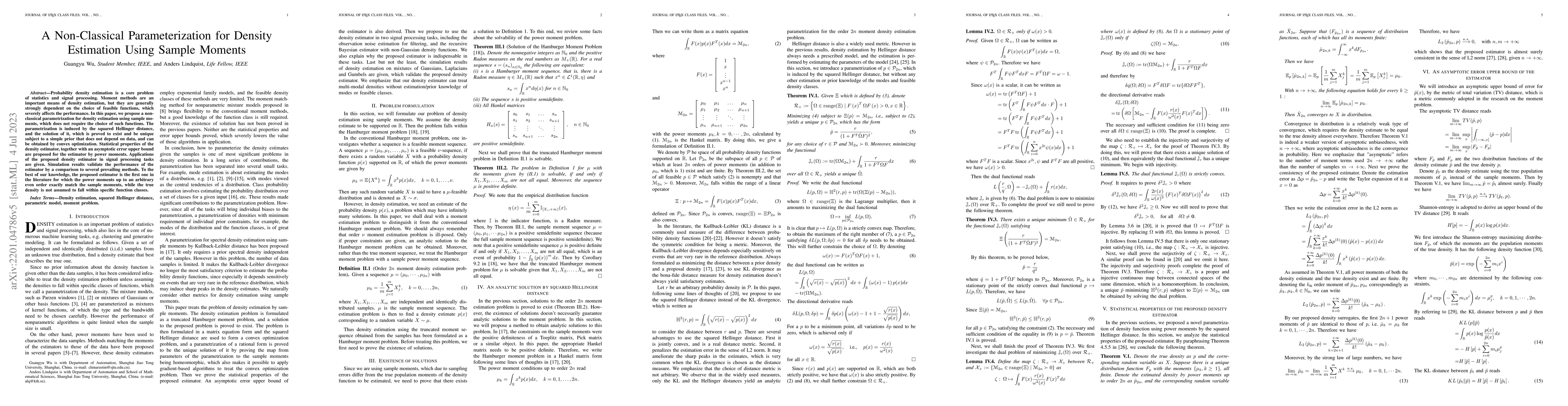 Thumbnail for A Non-Classical Parameterization for Density Estimation Using Sample
  Moments