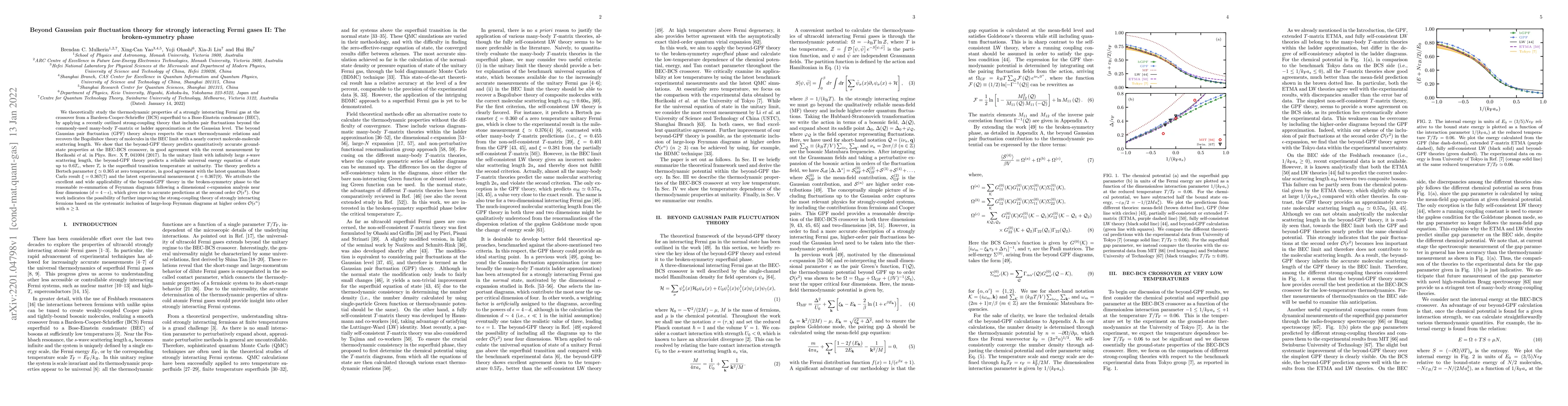 Thumbnail for Beyond Gaussian pair fluctuation theory for strongly interacting Fermi
  gases II: The broken-symmetry phase