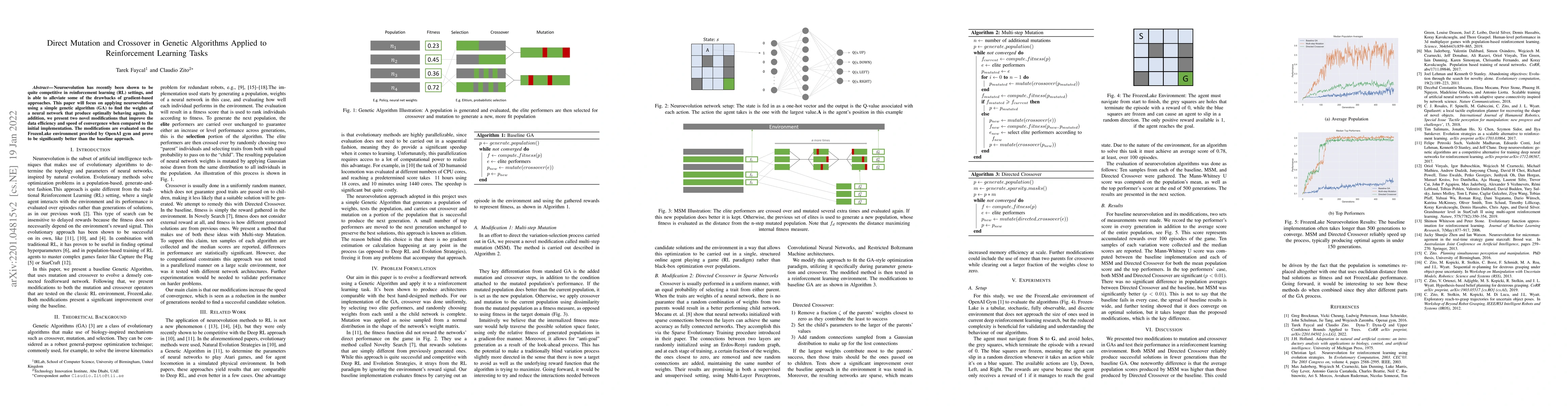 Thumbnail for Direct Mutation and Crossover in Genetic Algorithms Applied to
  Reinforcement Learning Tasks