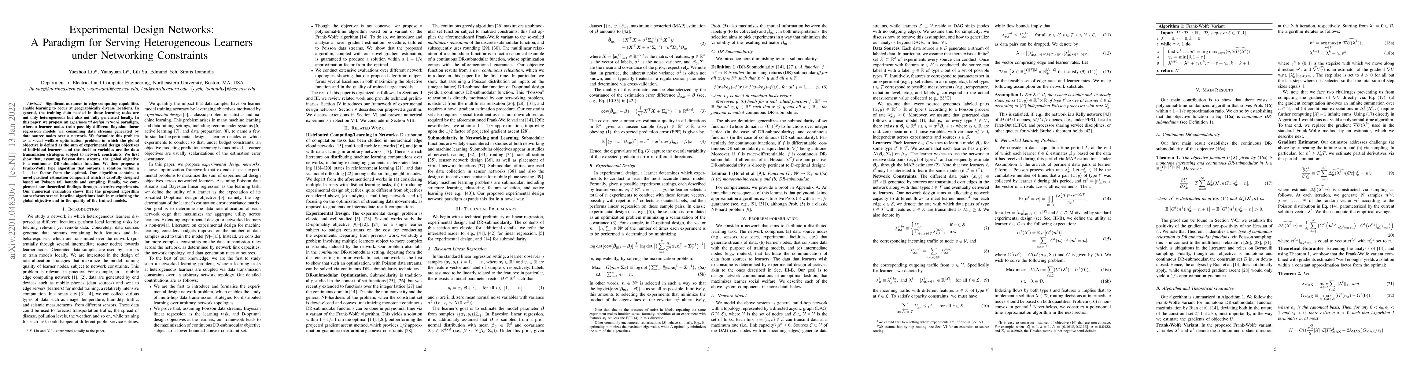 Thumbnail for Experimental Design Networks: A Paradigm for Serving Heterogeneous
  Learners under Networking Constraints