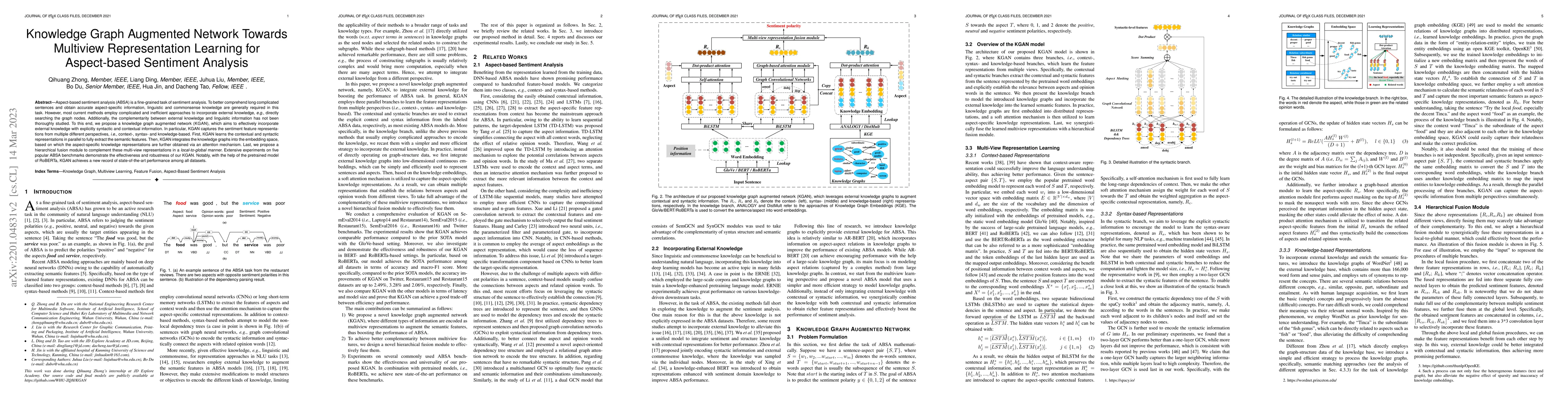 Thumbnail for Knowledge Graph Augmented Network Towards Multiview Representation
  Learning for Aspect-based Sentiment Analysis