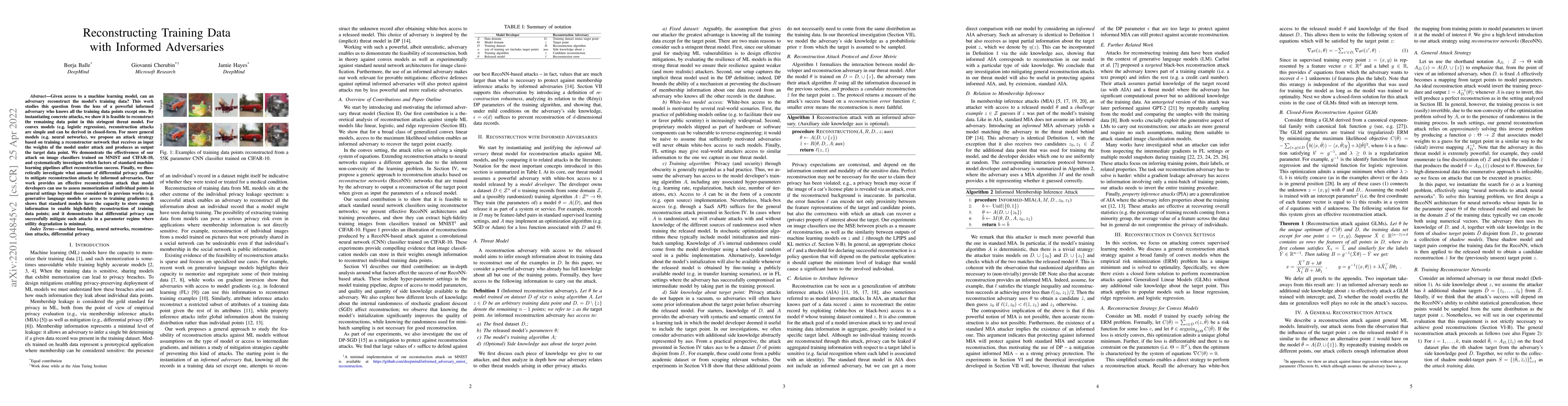 Thumbnail for Reconstructing Training Data with Informed Adversaries