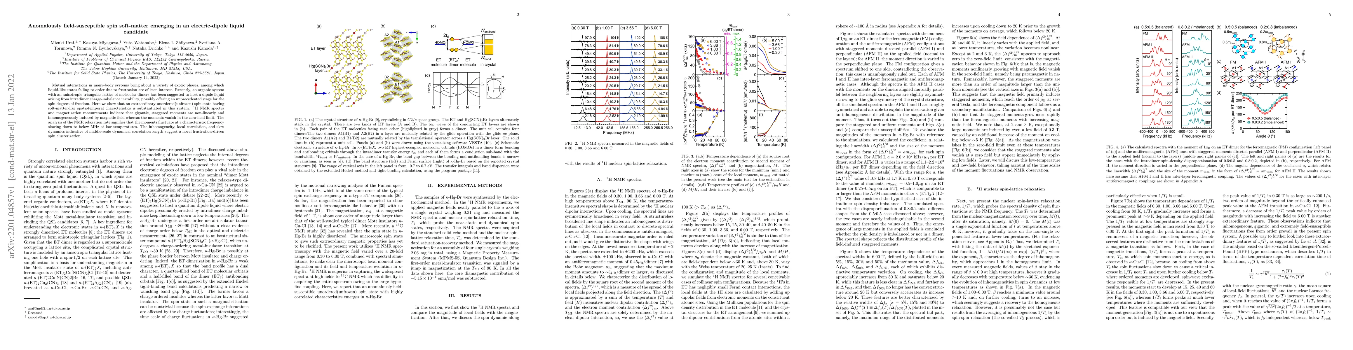 Thumbnail for Anomalously field-susceptible spin soft-matter emerging in an
  electric-dipole liquid candidate