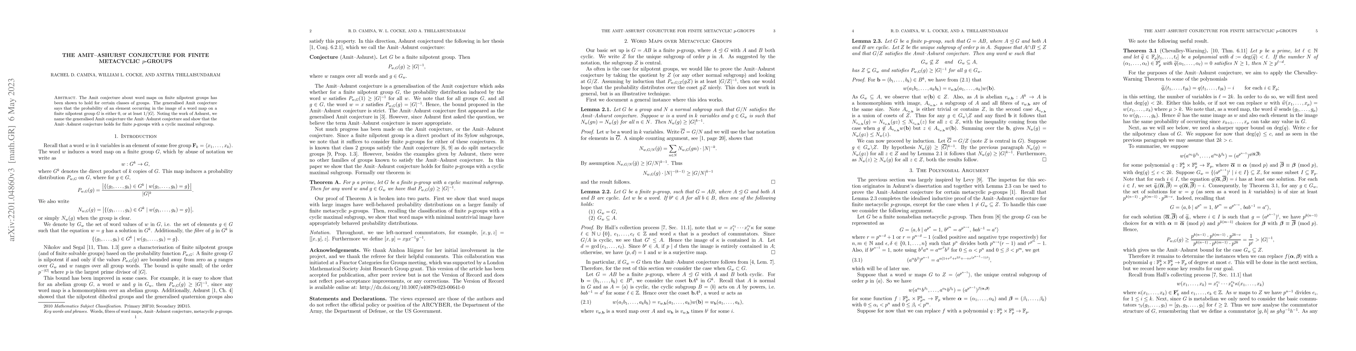 Thumbnail for The Amit-Ashurst conjecture for finite metacyclic p-groups