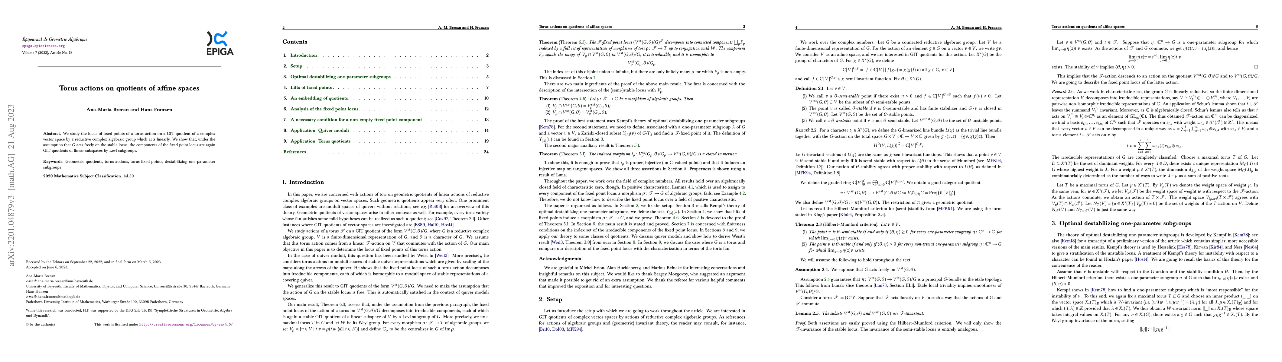 Thumbnail for Torus Actions on Quotients of Affine Spaces