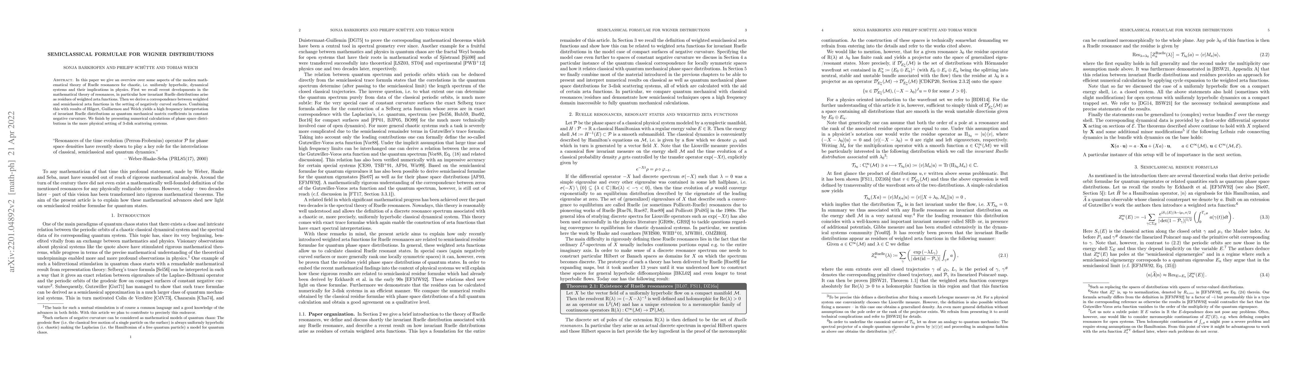 Thumbnail for Semiclassical Formulae For Wigner Distributions