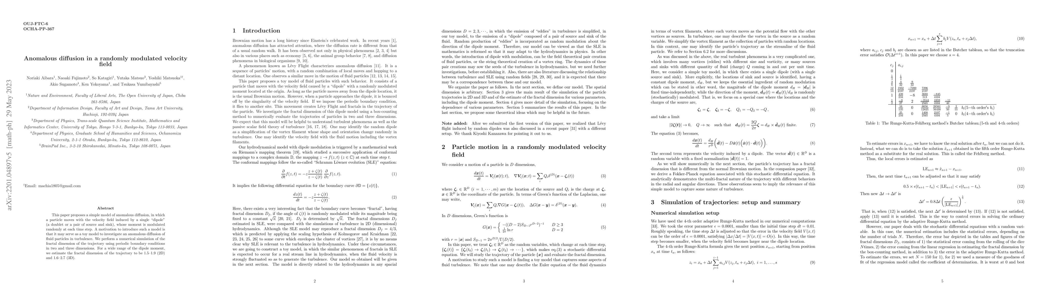 Thumbnail for Anomalous diffusion in a randomly modulated velocity field