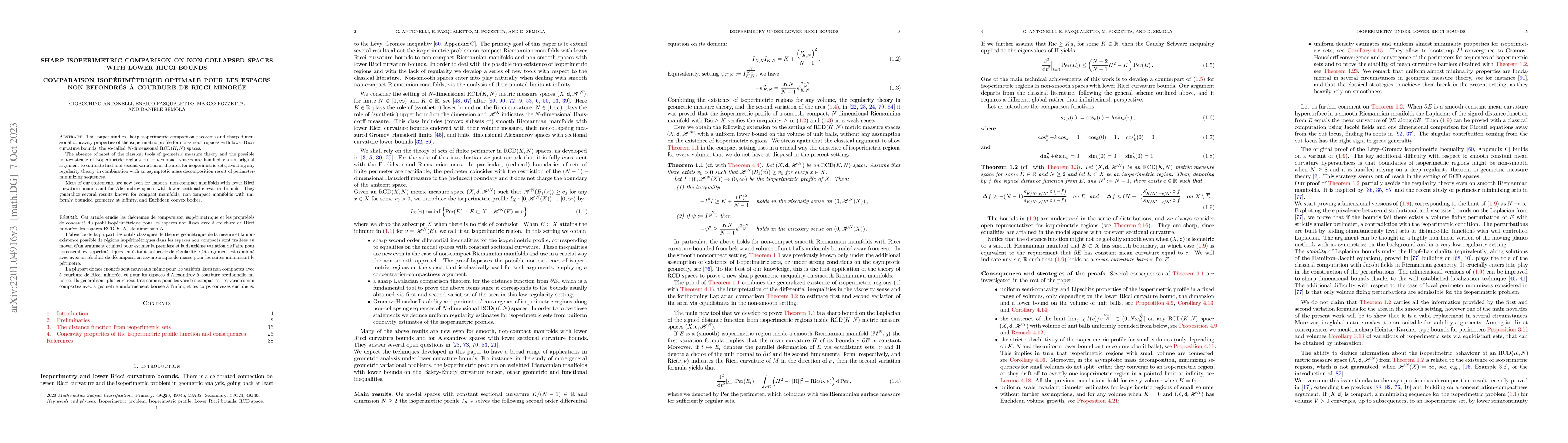 Thumbnail for Sharp isoperimetric comparison on non-collapsed spaces with lower Ricci
  bounds