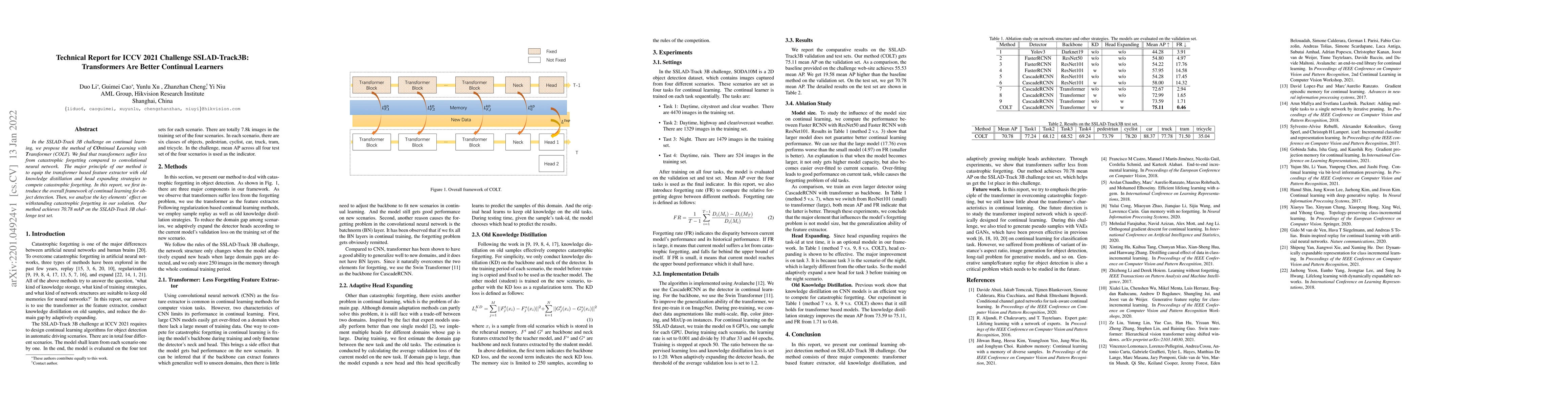 Thumbnail for Technical Report for ICCV 2021 Challenge SSLAD-Track3B: Transformers Are
  Better Continual Learners
