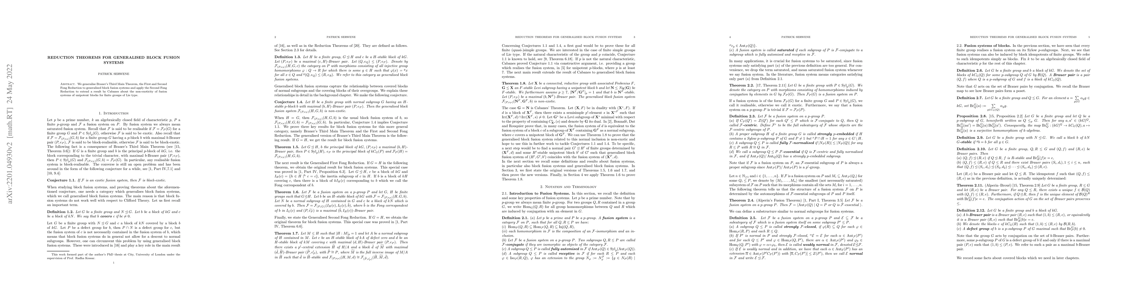 Thumbnail for Reduction Theorems for Generalised Block Fusion Systems