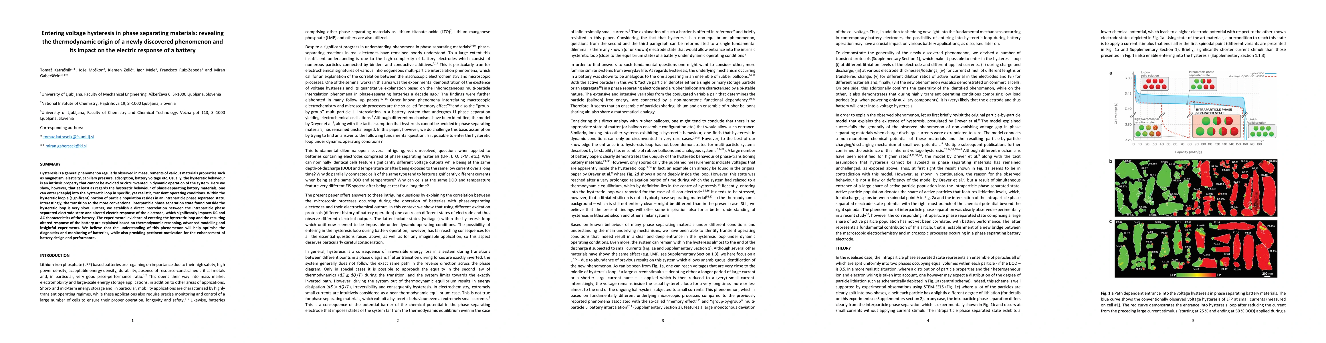 Thumbnail for Entering voltage hysteresis in phase separating materials: revealing the
  thermodynamic origin of a newly discovered phenomenon and its impact on the
  electric response of a battery