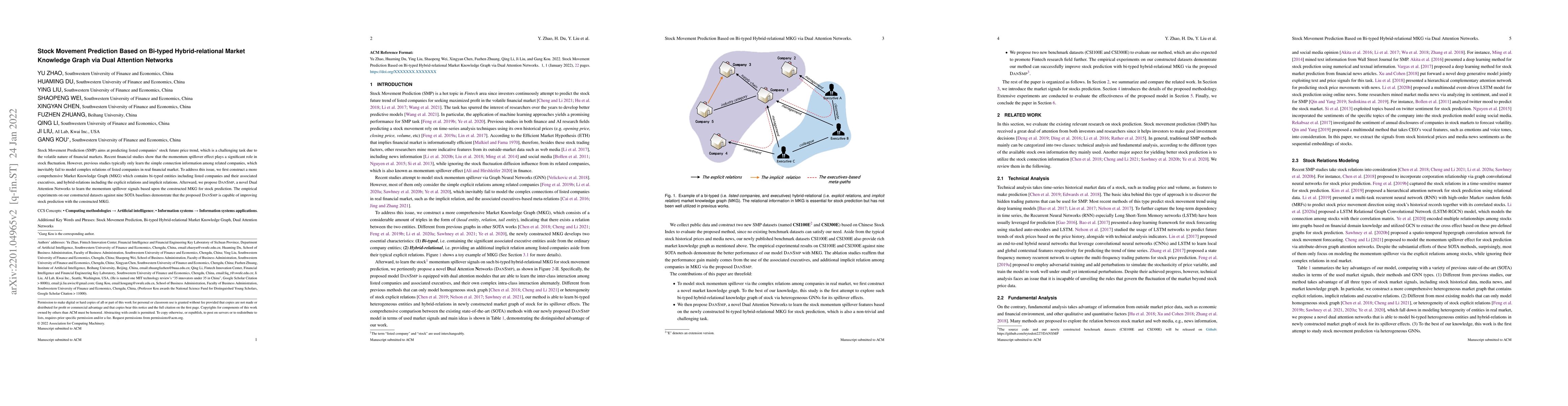 Thumbnail for Stock Movement Prediction Based on Bi-typed Hybrid-relational Market
  Knowledge Graph via Dual Attention Networks