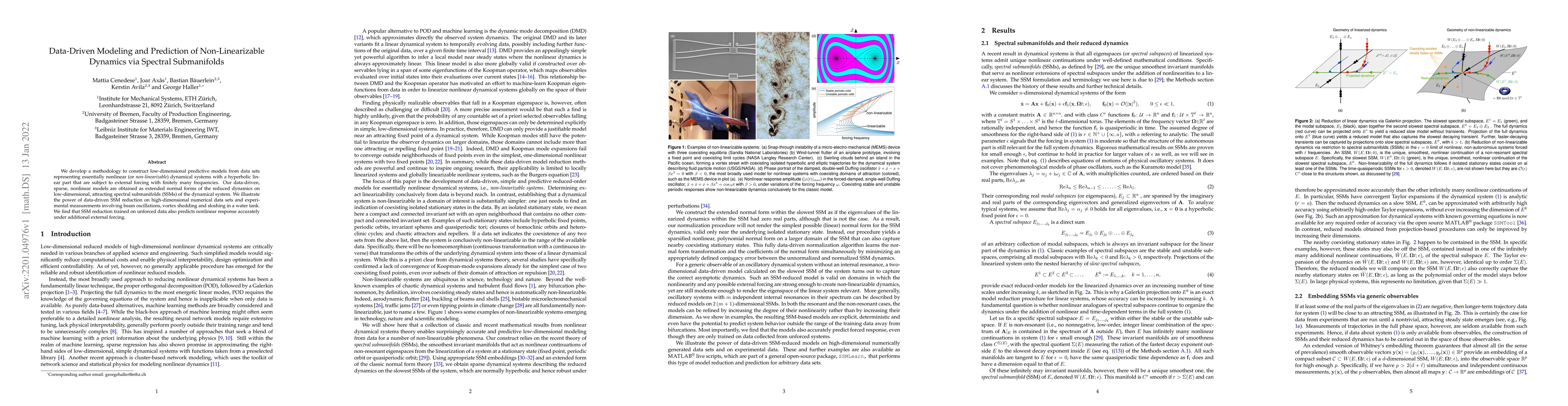 Thumbnail for Data-Driven Modeling and Prediction of Non-Linearizable Dynamics via
  Spectral Submanifolds