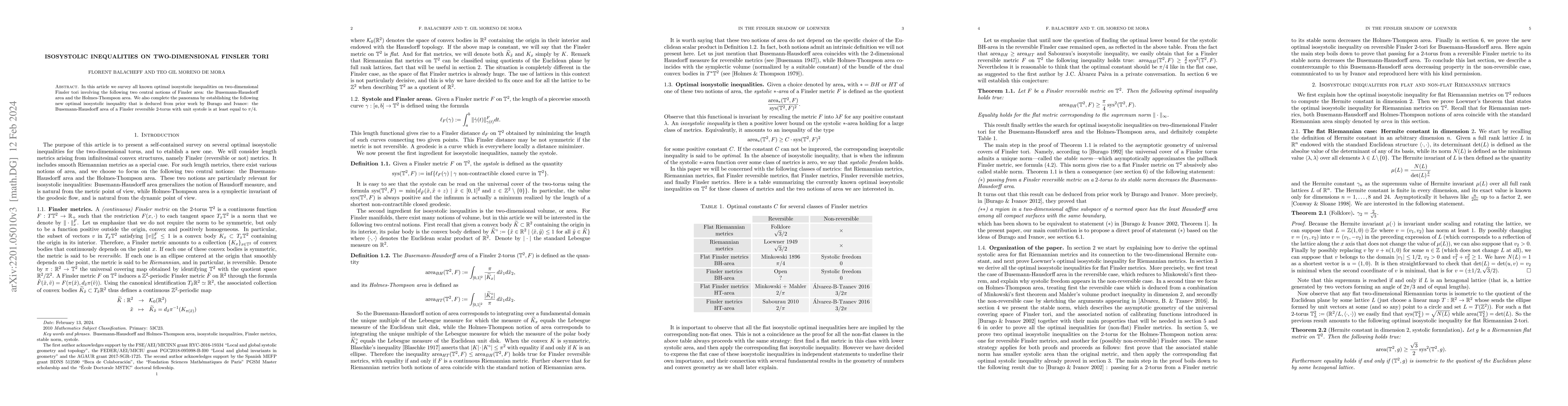 Thumbnail for Isosystolic inequalities on two-dimensional Finsler tori