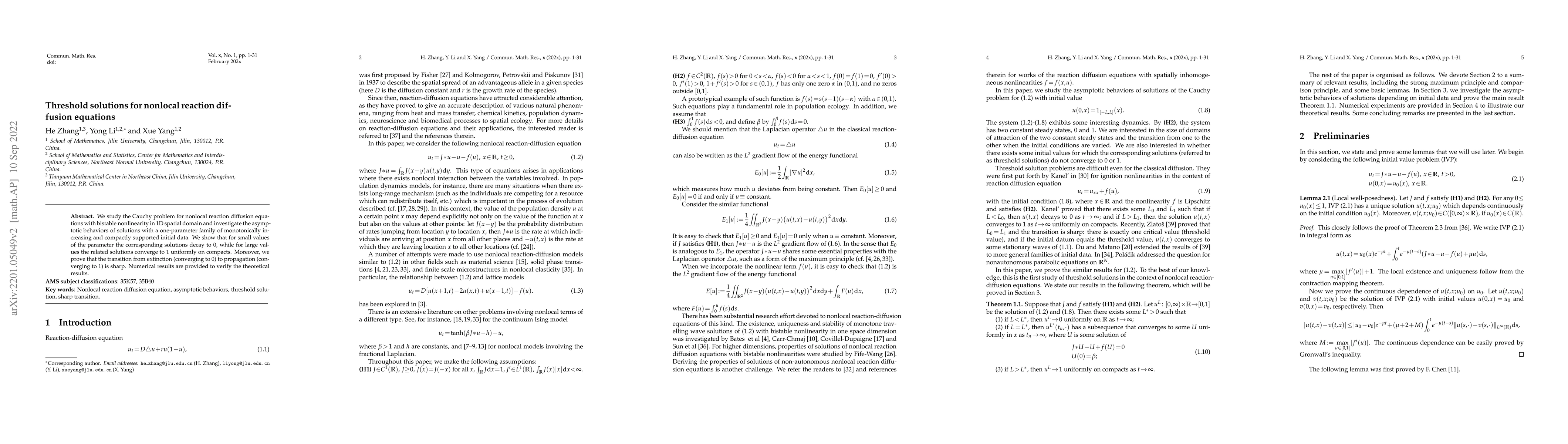 Thumbnail for Threshold solutions for nonlocal reaction diffusion equations