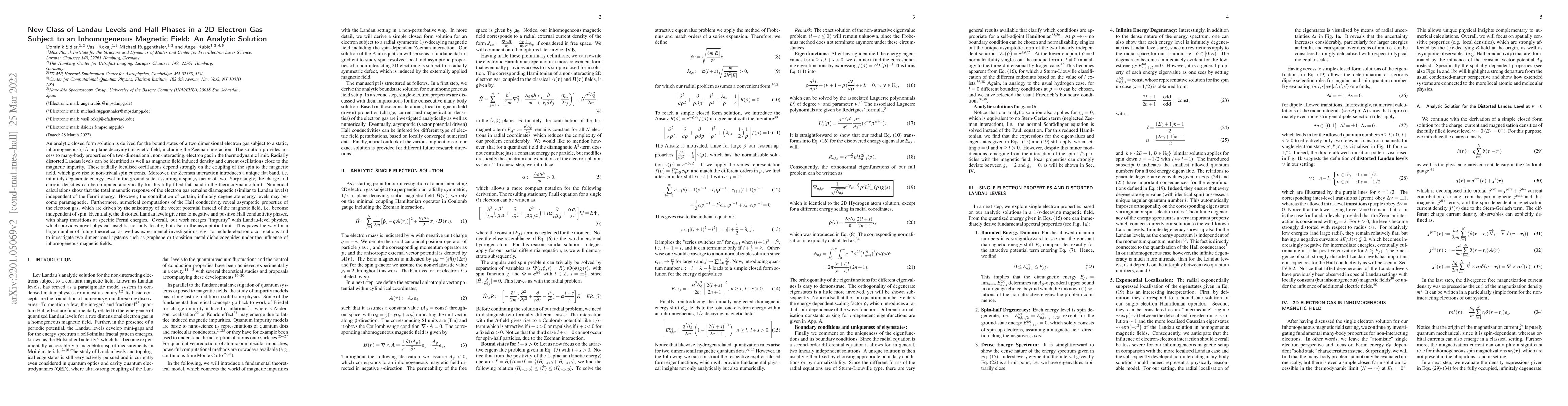 Thumbnail for New Class of Landau Levels and Hall Phases in a 2D Electron Gas Subject
  to an Inhomogeneous Magnetic Field: An Analytic Solution