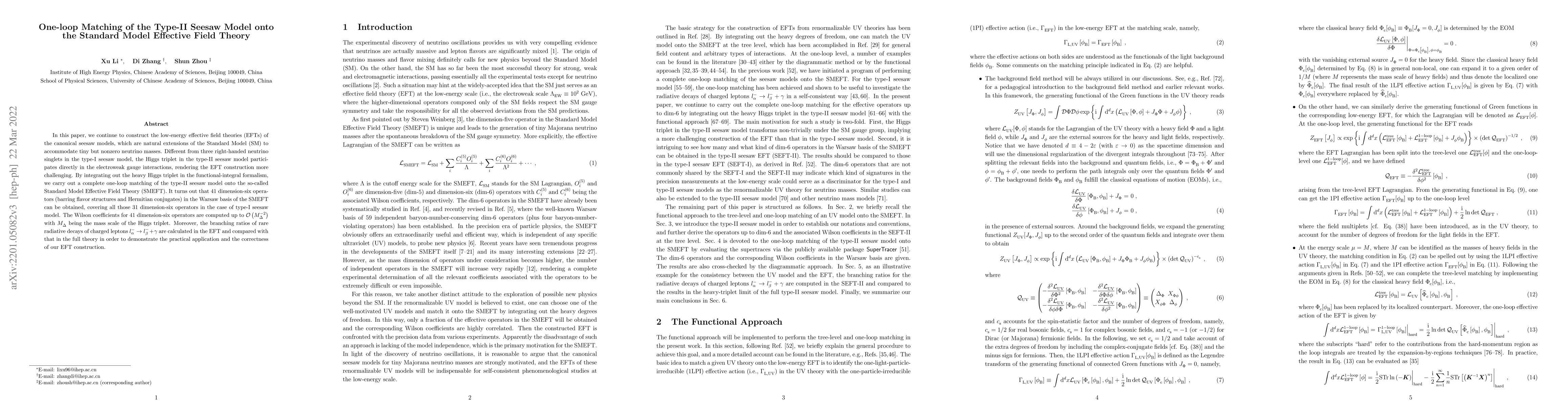 Thumbnail for One-loop Matching of the Type-II Seesaw Model onto the Standard Model
  Effective Field Theory