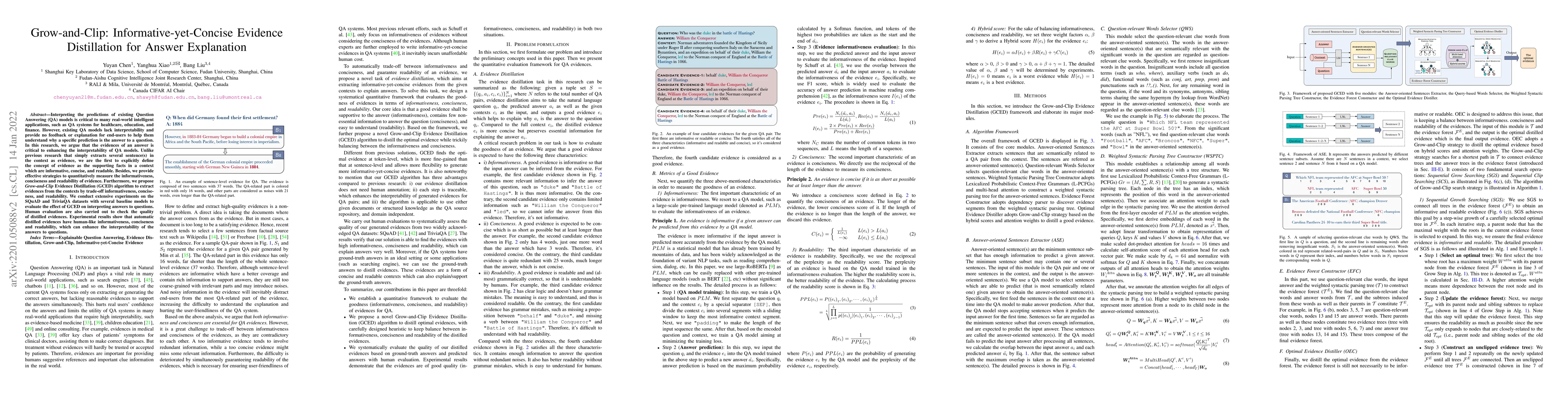 Thumbnail for Grow-and-Clip: Informative-yet-Concise Evidence Distillation for Answer
  Explanation