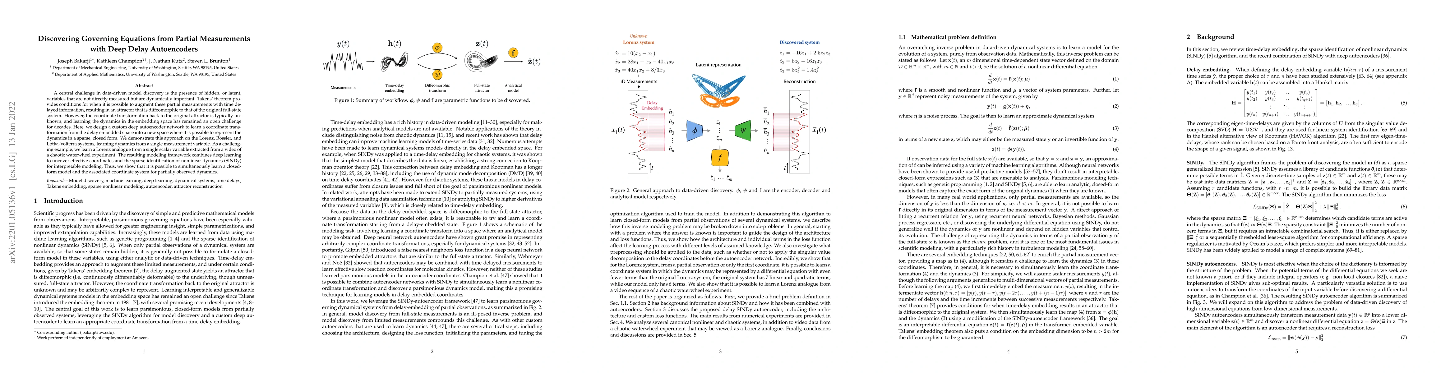Thumbnail for Discovering Governing Equations from Partial Measurements with Deep
  Delay Autoencoders