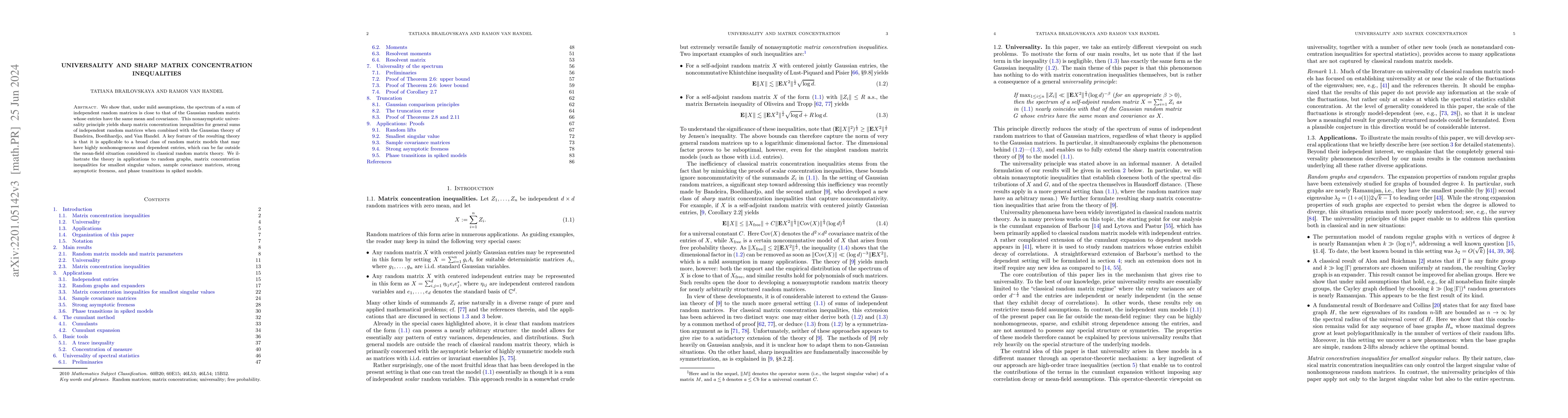 Thumbnail for Universality and sharp matrix concentration inequalities
