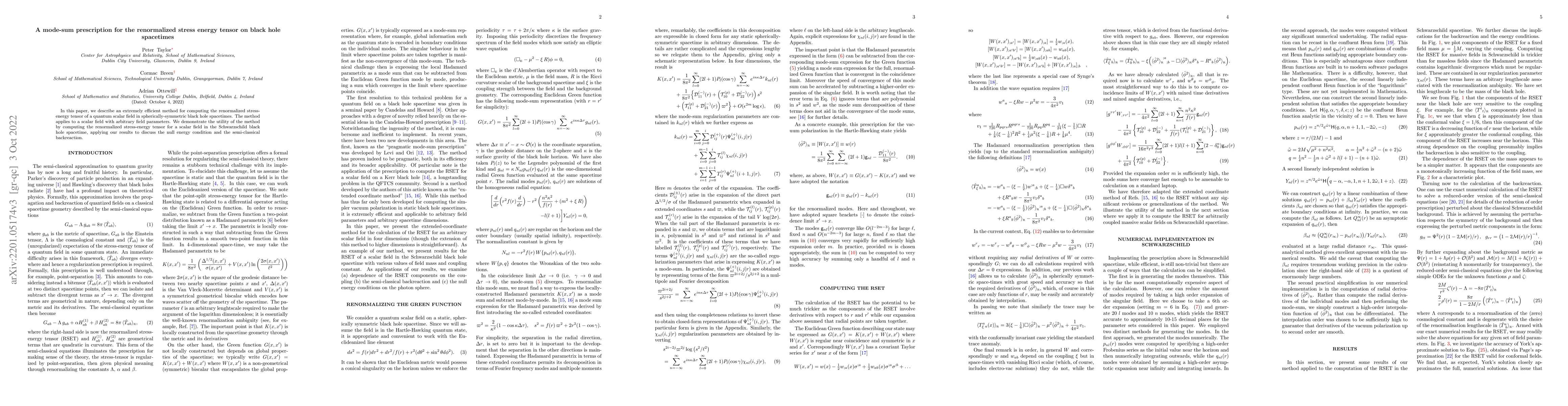 Thumbnail for A mode-sum prescription for the renormalized stress energy tensor on
  black hole spacetimes