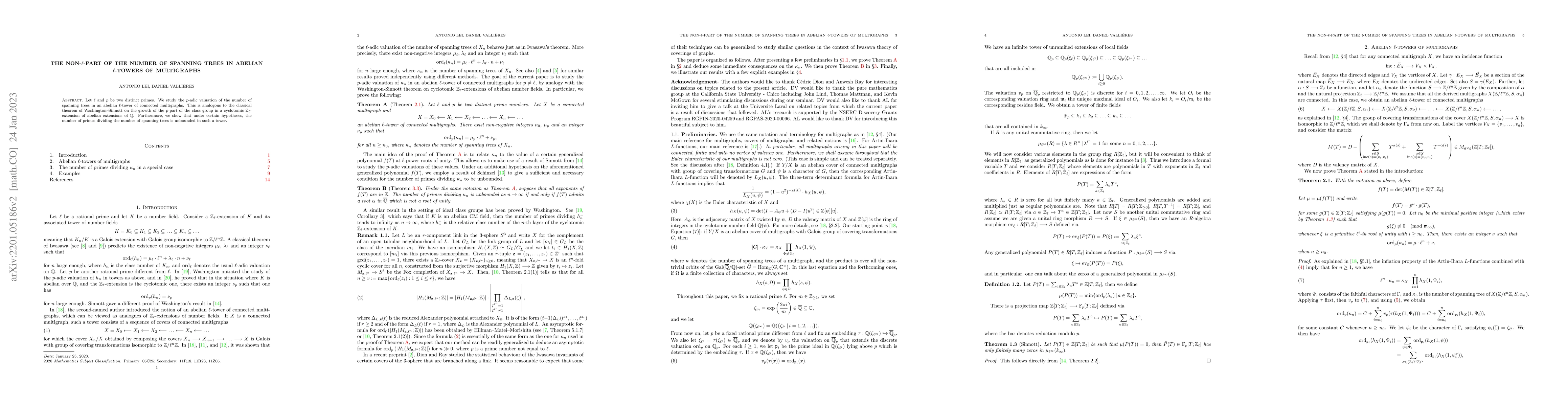 Thumbnail for The non-$\ell$-part of the number of spanning trees in abelian
  $\ell$-towers of multigraphs