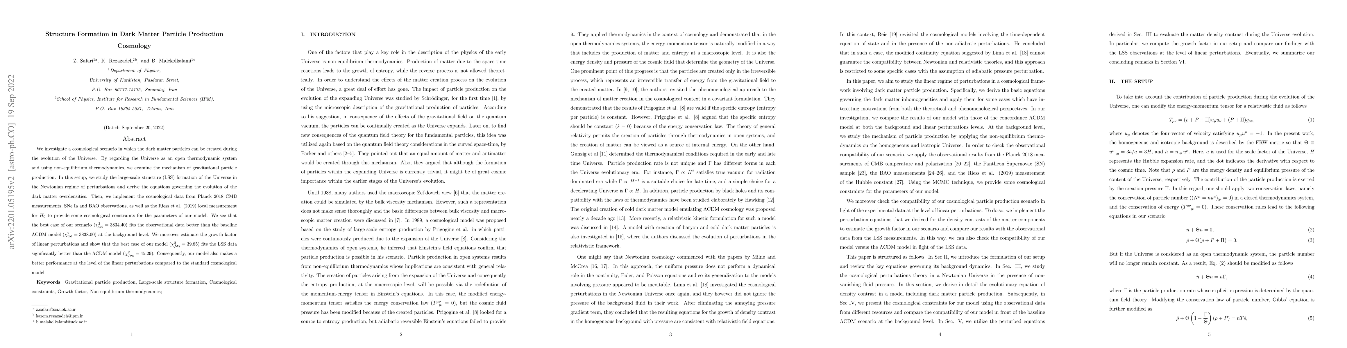 Thumbnail for Structure Formation in Dark Matter Particle Production Cosmology