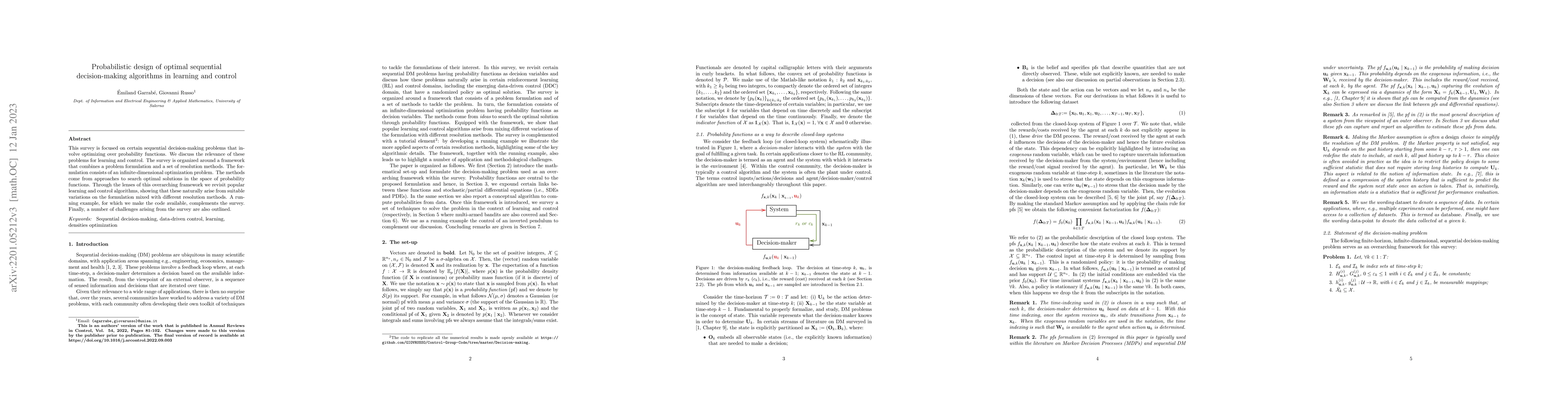 Thumbnail for Probabilistic design of optimal sequential decision-making algorithms in
  learning and control