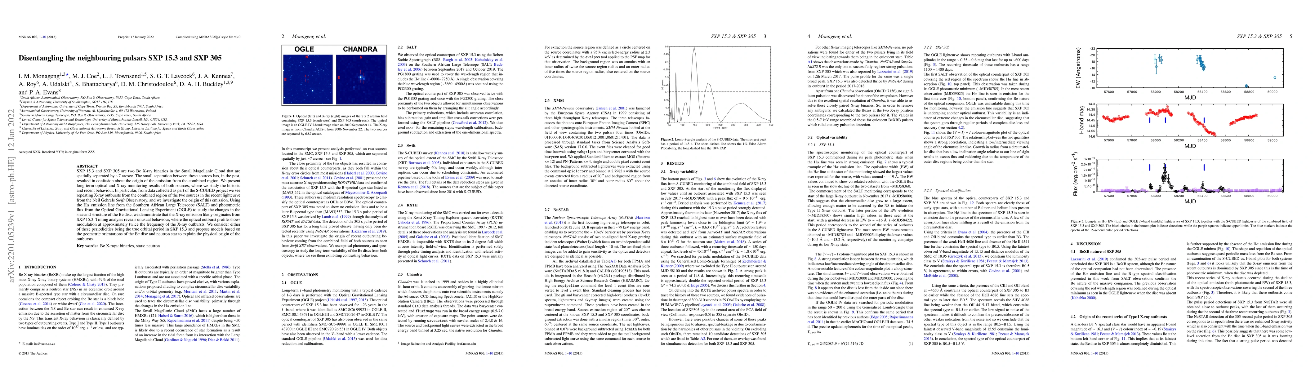 Thumbnail for Disentangling the neighbouring pulsars SXP 15.3 and SXP 305