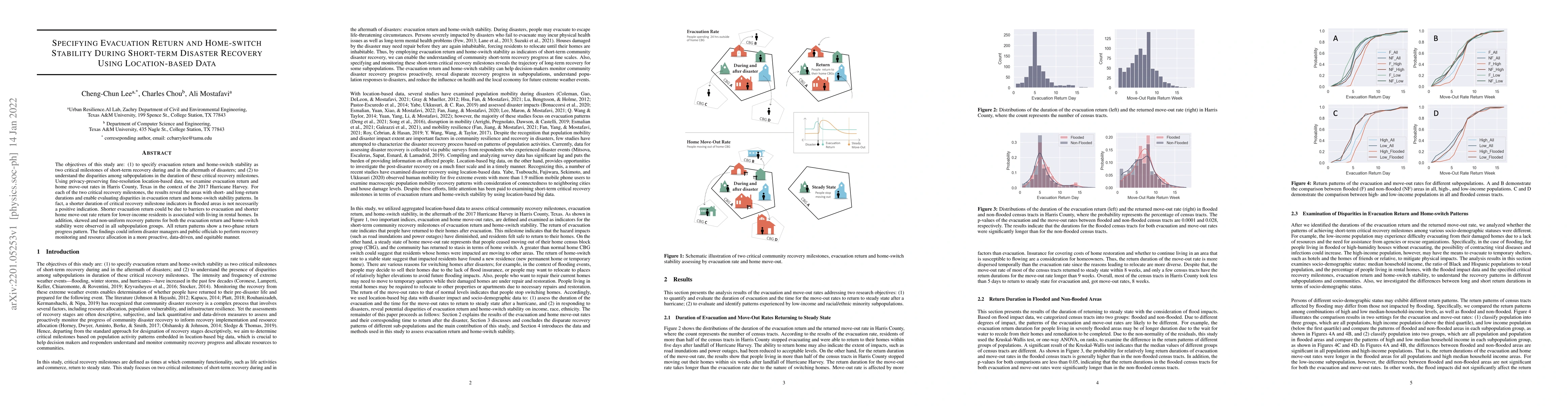 Thumbnail for Specifying Evacuation Return and Home-switch Stability During Short-term
  Disaster Recovery Using Location-based Data