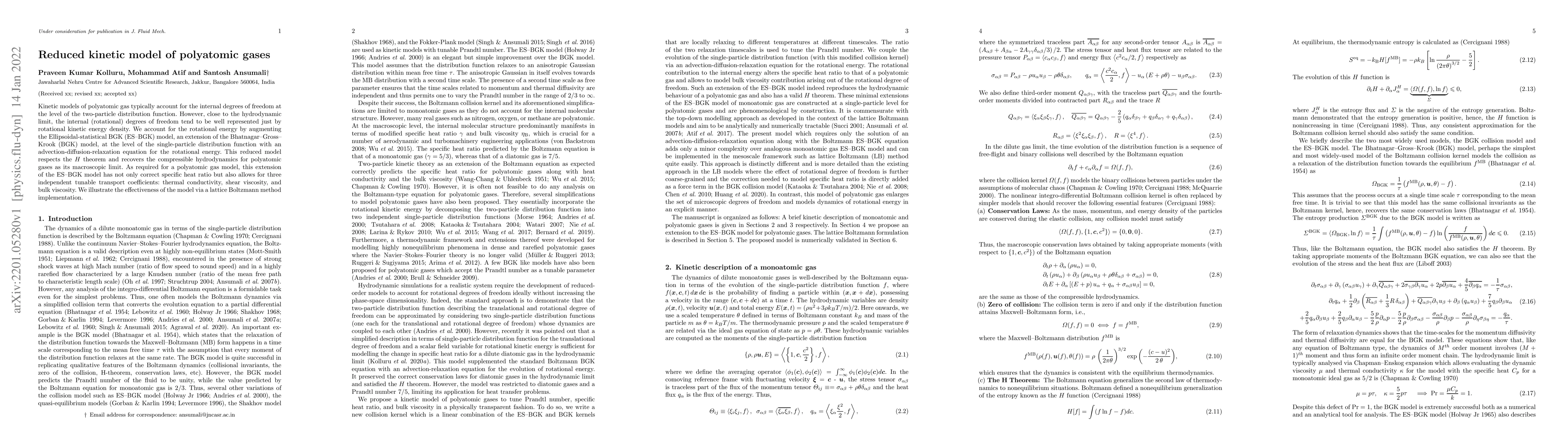 Thumbnail for Reduced kinetic model of polyatomic gases