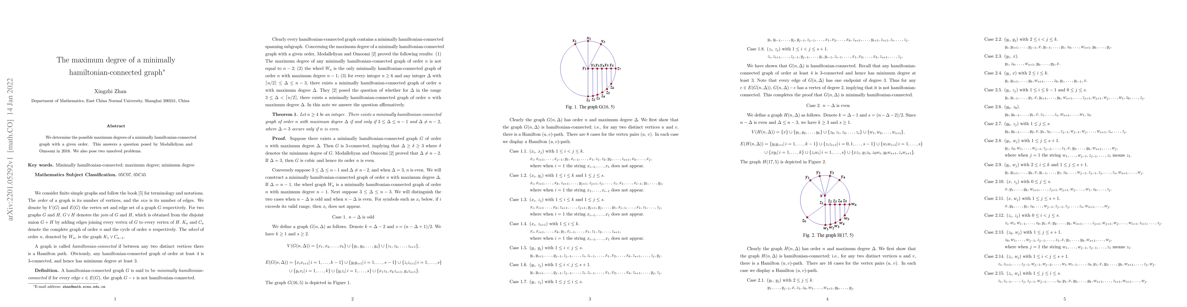 Thumbnail for The maximum degree of a minimally hamiltonian-connected graph