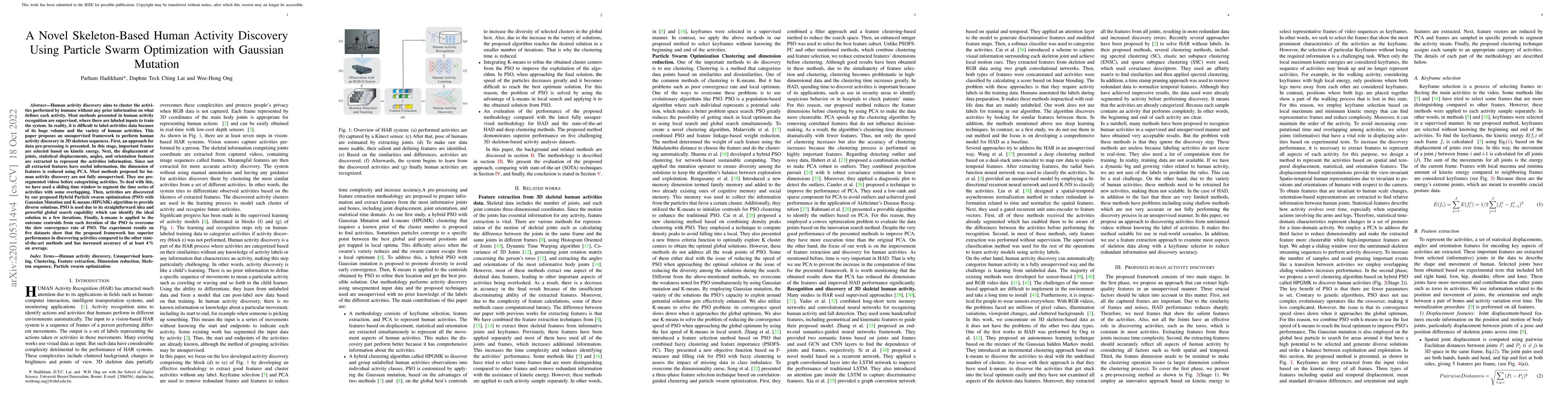 Thumbnail for A Novel Skeleton-Based Human Activity Discovery Using Particle Swarm
  Optimization with Gaussian Mutation