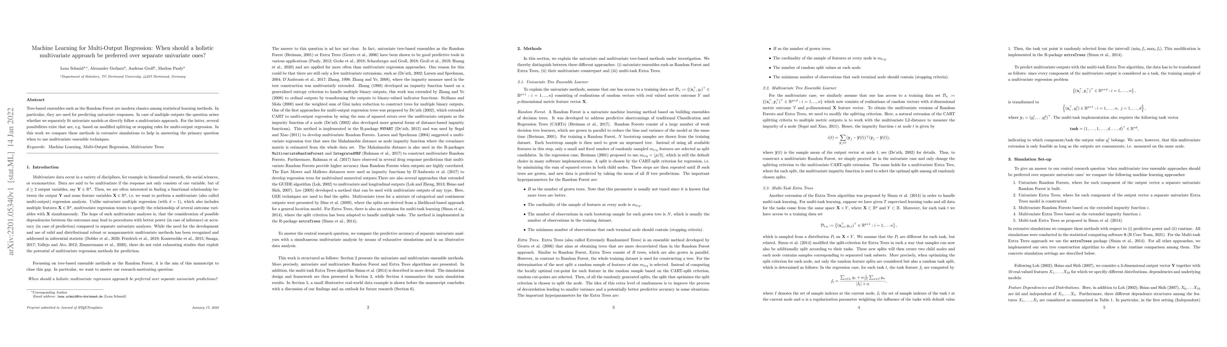 Thumbnail for Machine Learning for Multi-Output Regression: When should a holistic
  multivariate approach be preferred over separate univariate ones?