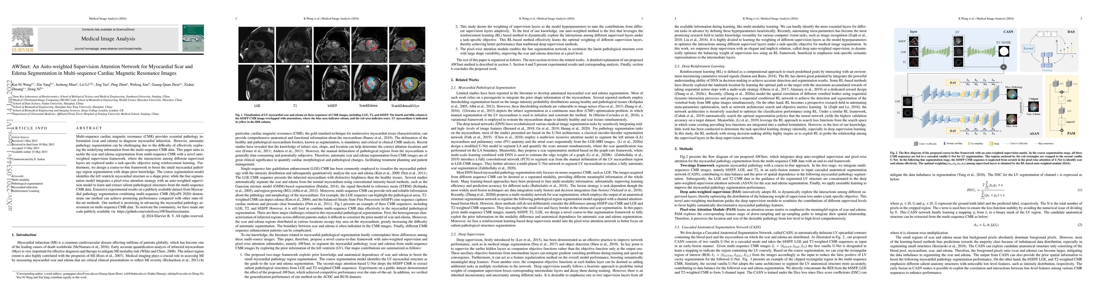 Thumbnail for AWSnet: An Auto-weighted Supervision Attention Network for Myocardial
  Scar and Edema Segmentation in Multi-sequence Cardiac Magnetic Resonance
  Images