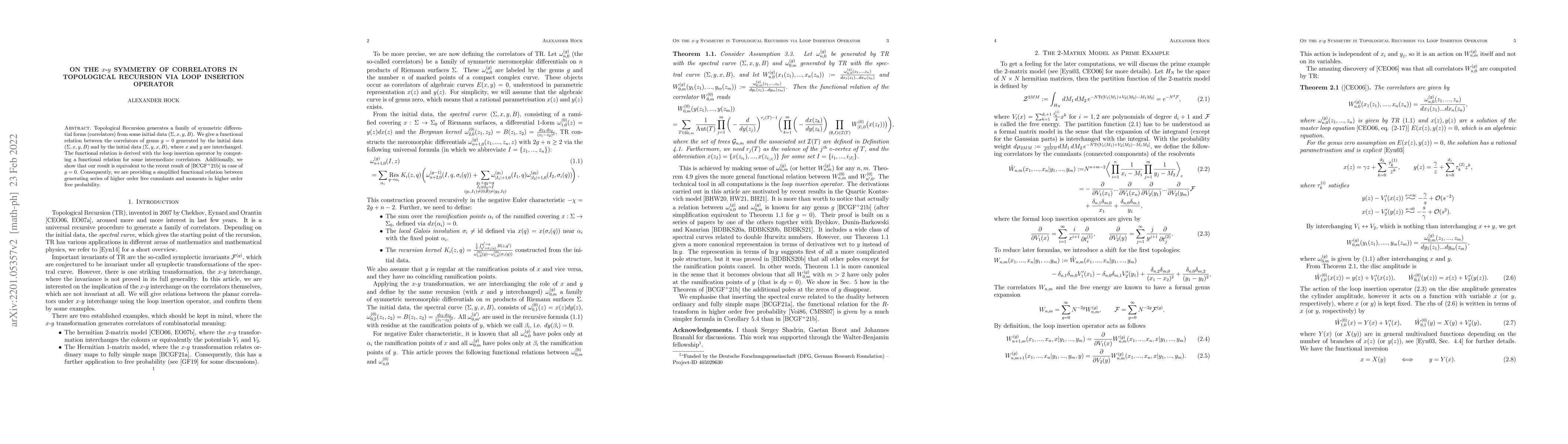 Thumbnail for On the $x$-$y$ Symmetry of Correlators in Topological Recursion via Loop
  Insertion Operator