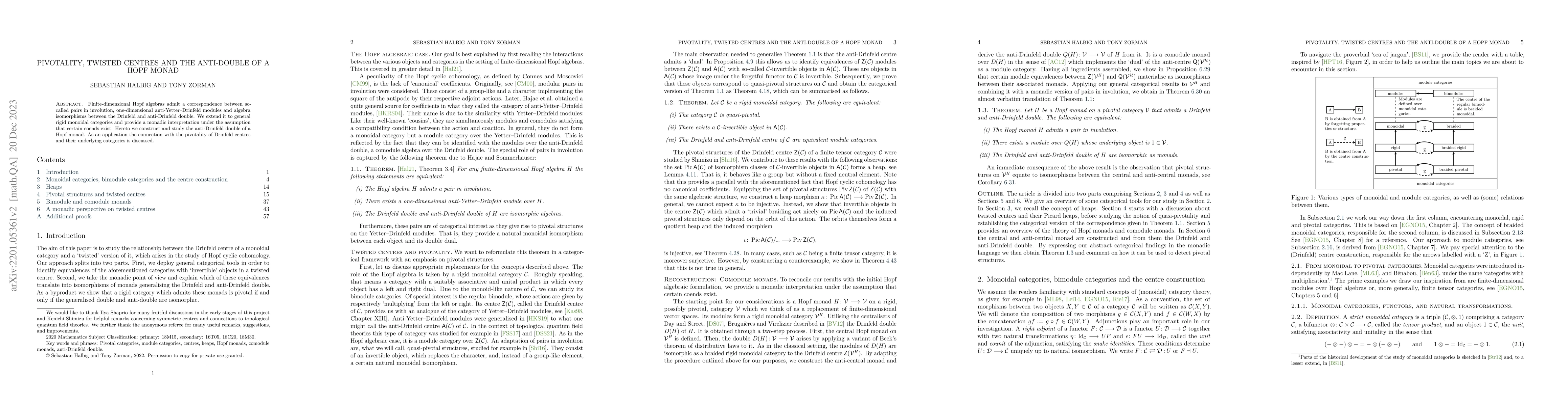 Thumbnail for Pivotality, twisted centres and the anti-double of a Hopf monad
