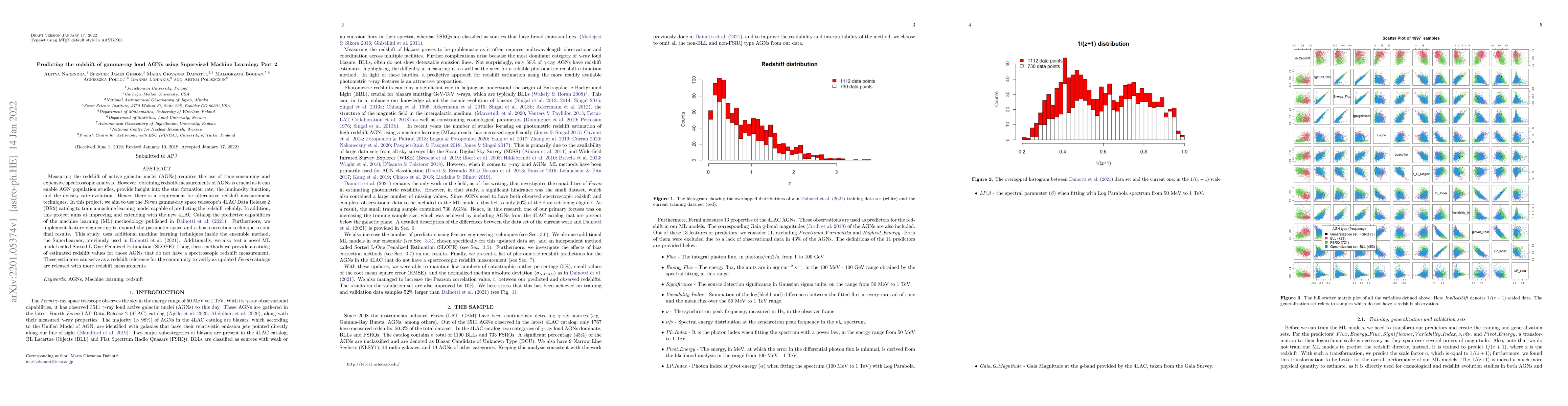 Thumbnail for Predicting the redshift of gamma-ray loud AGNs using Supervised Machine
  Learning: Part 2