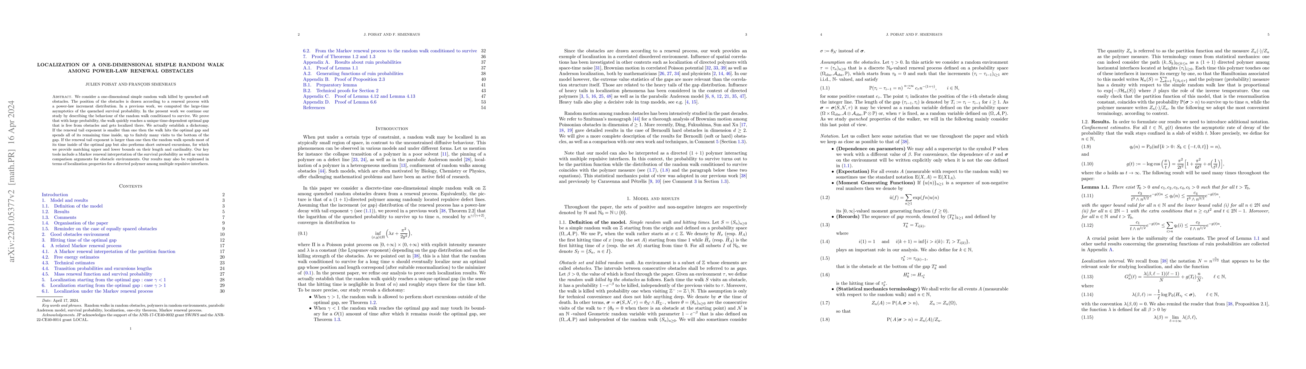 Thumbnail for Localization of a one-dimensional simple random walk among power-law
  renewal obstacles