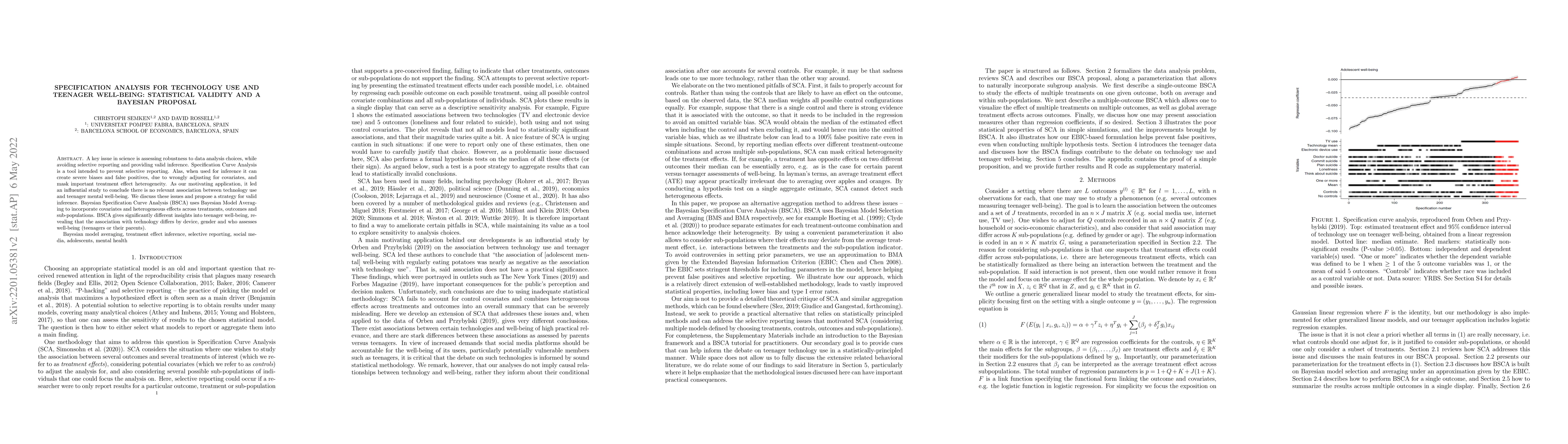 Thumbnail for Specification analysis for technology use and teenager well-being:
  statistical validity and a Bayesian proposal