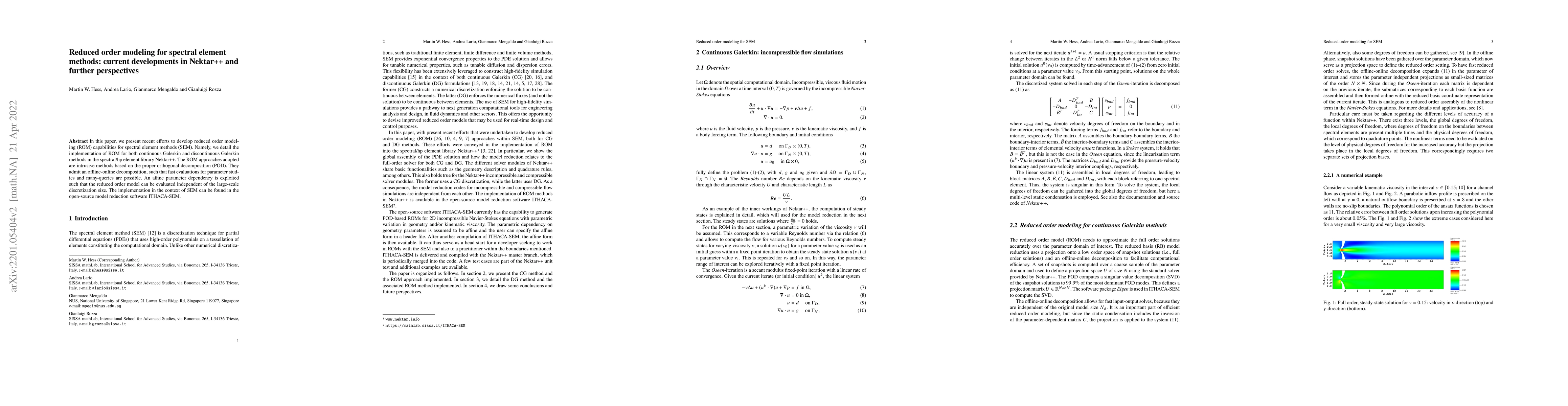 Thumbnail for Reduced order modeling for spectral element methods: current
  developments in Nektar++ and further perspectives