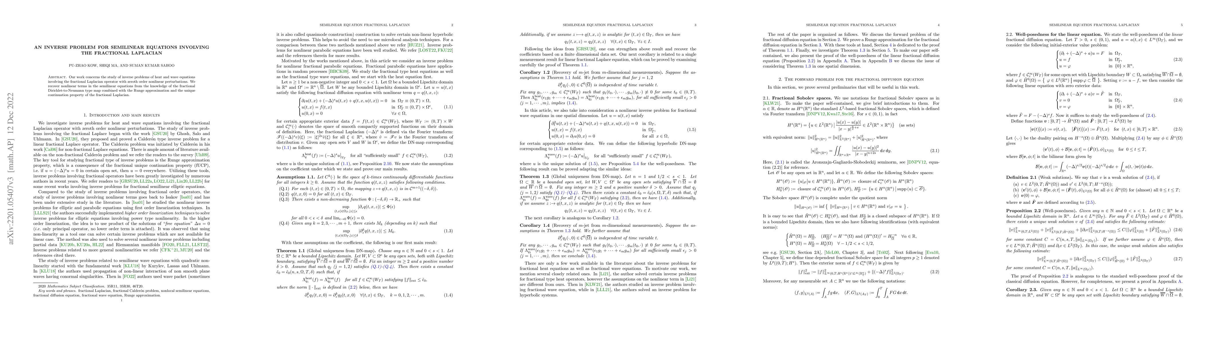 Thumbnail for An inverse problem for semilinear equations involving the fractional
  Laplacian