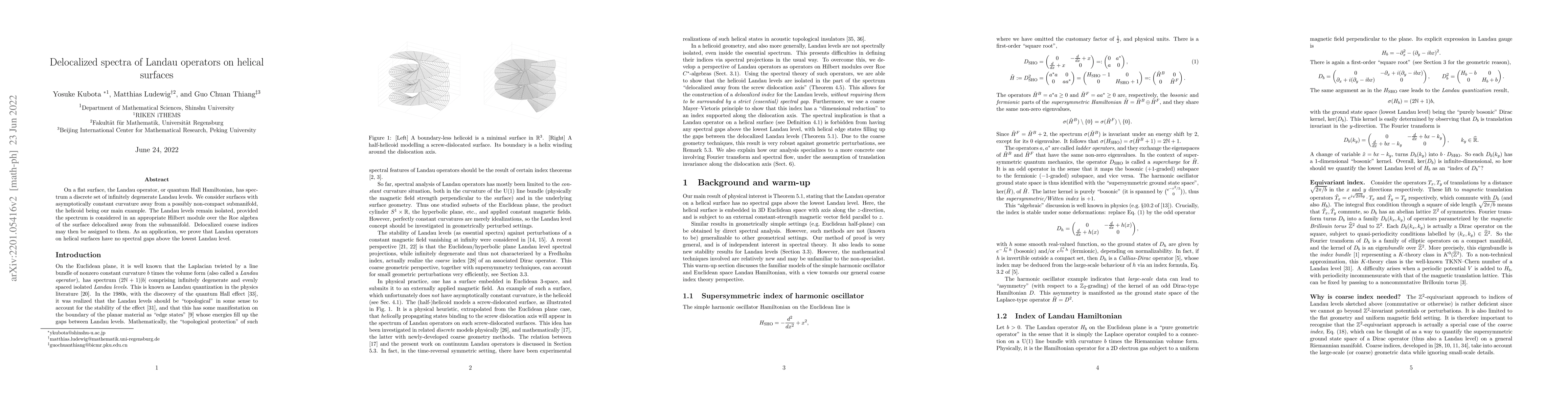Thumbnail for Delocalized spectra of Landau operators on helical surfaces