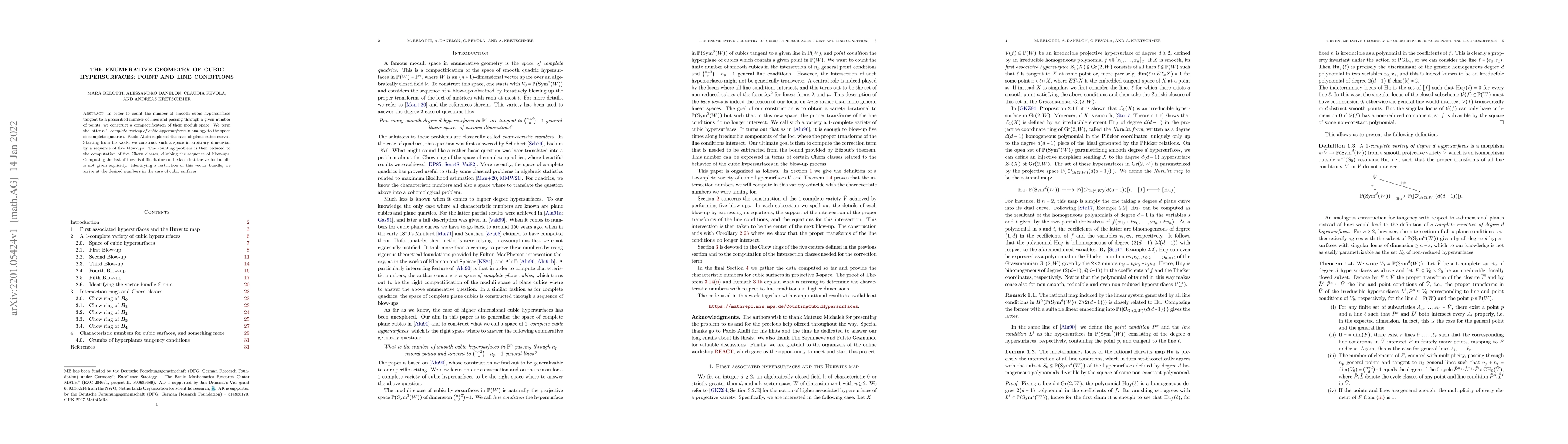 Thumbnail for The enumerative geometry of cubic hypersurfaces: point and line
  conditions